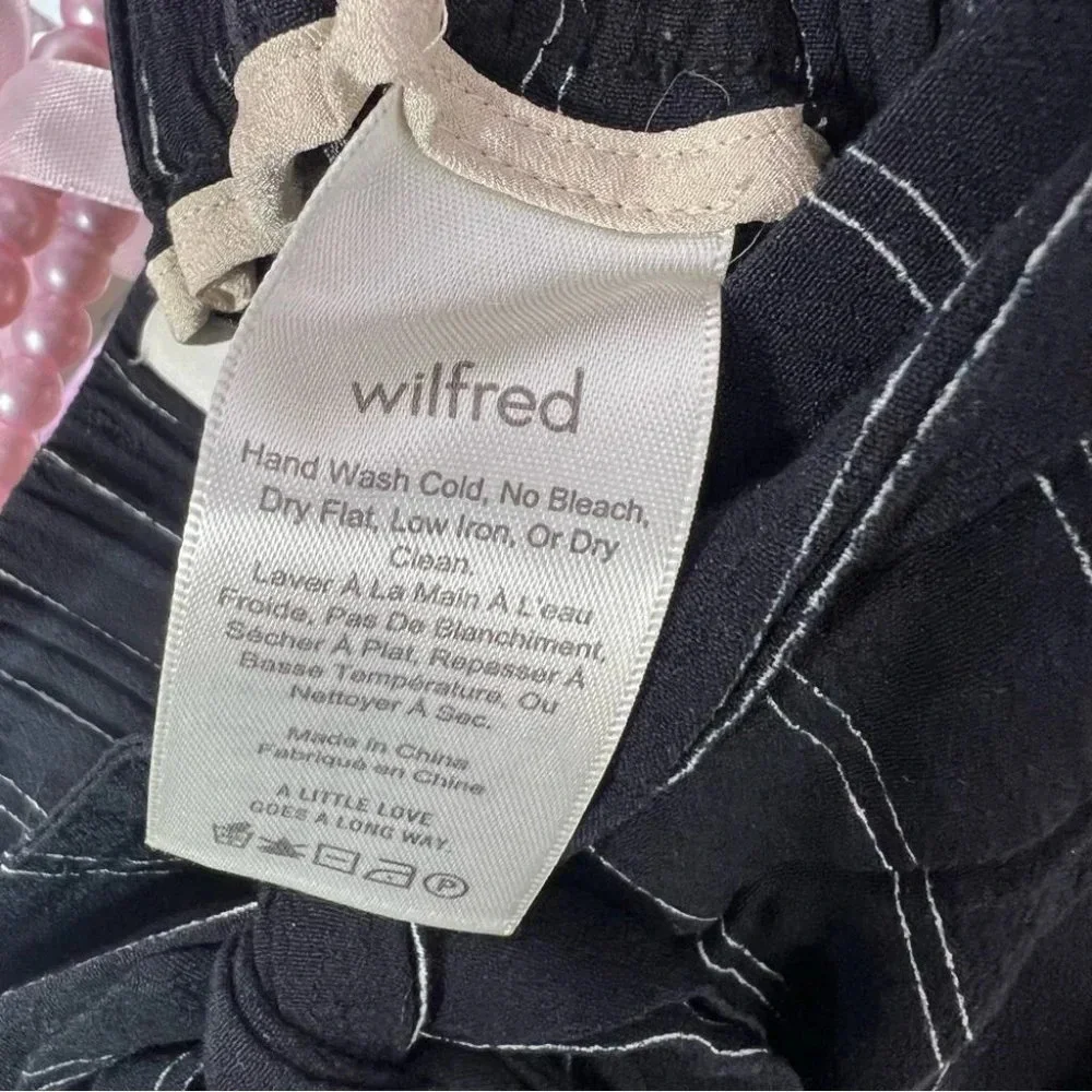Wilfred pants capris linen wide leg light weight pin striped with bow tie up